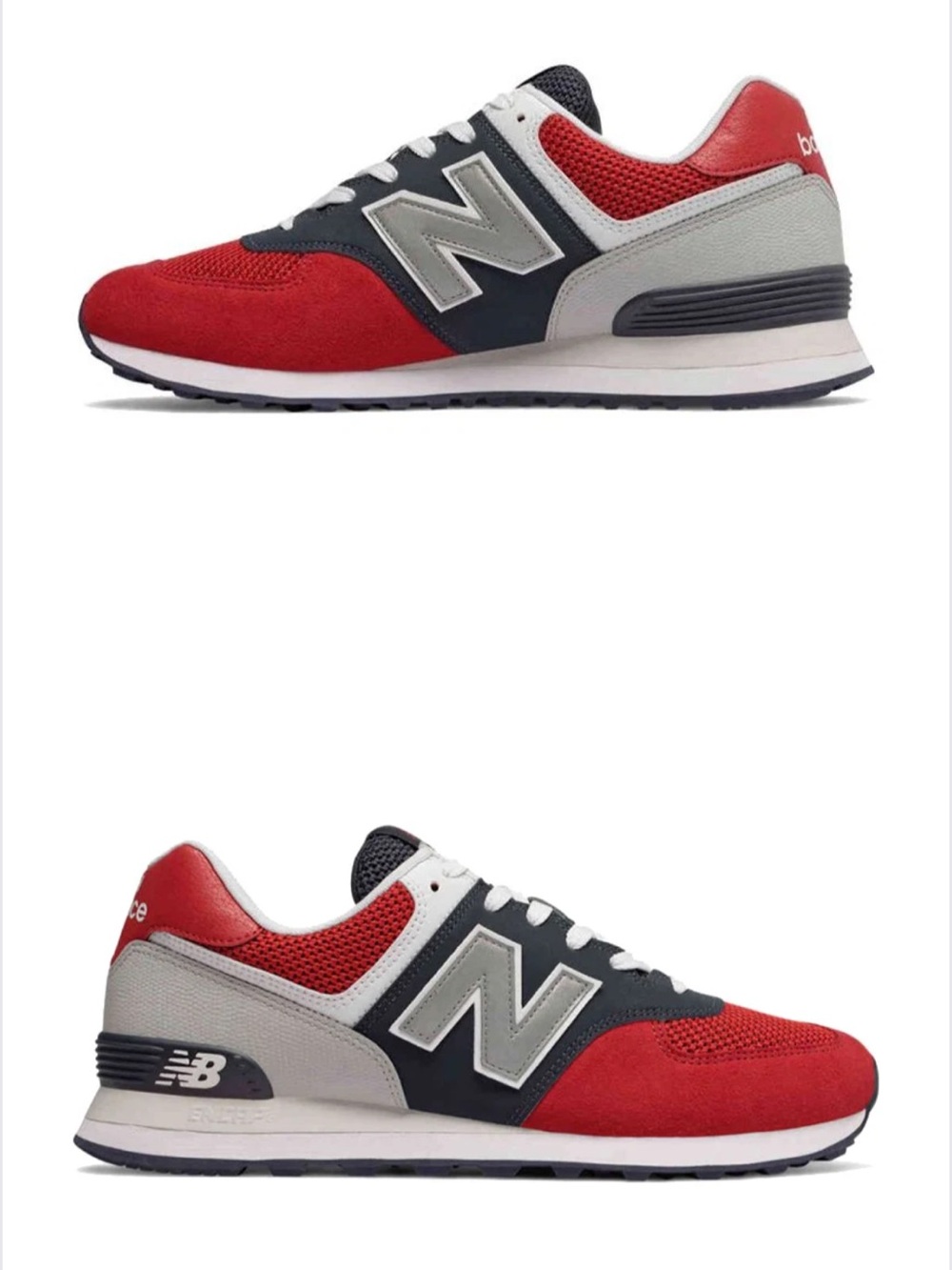 New Balance Men’s Red, Navy & Gray 574 Casual Sneakers